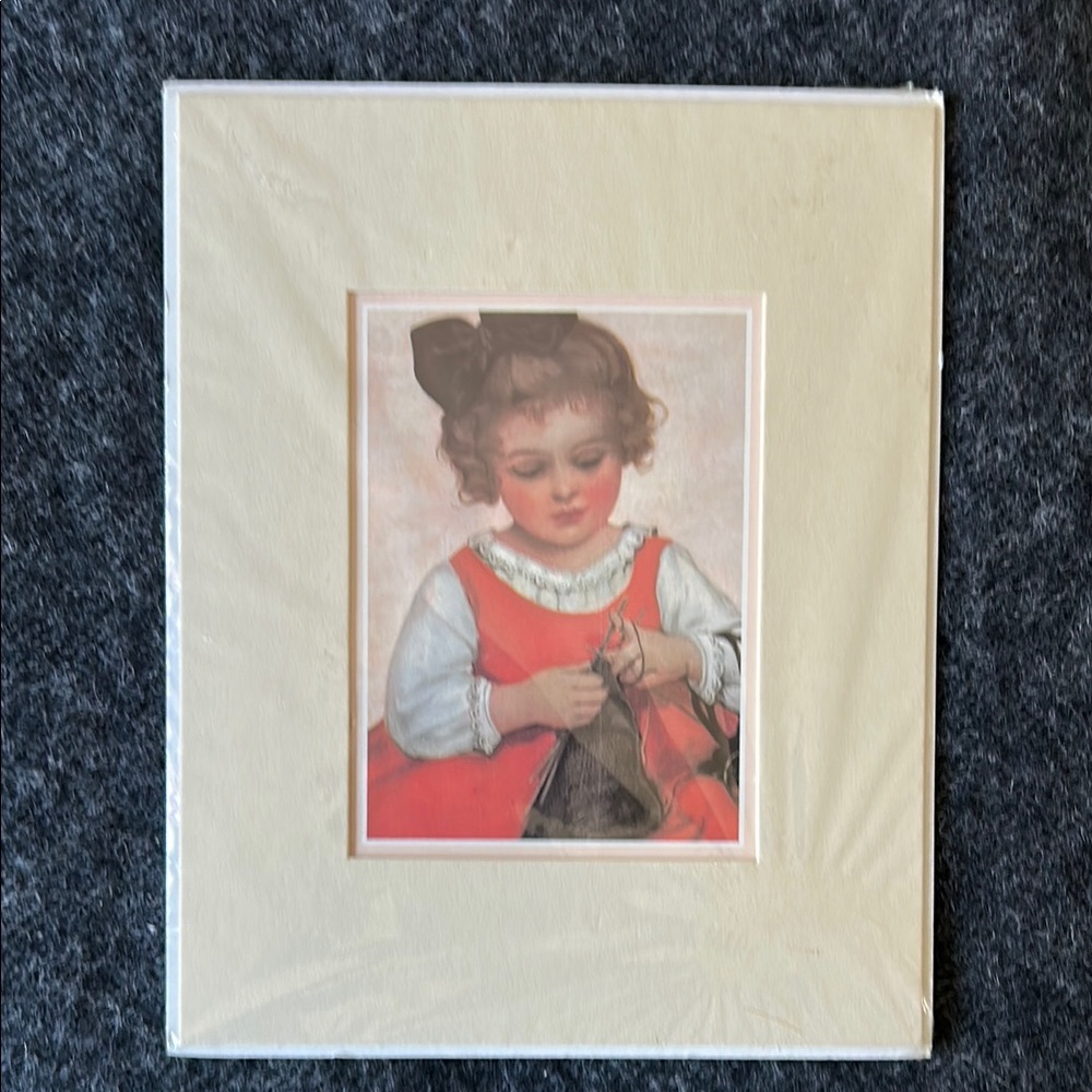 Vintage Girl in Red Dress Art post card  1986 Eugene Mitchell collection